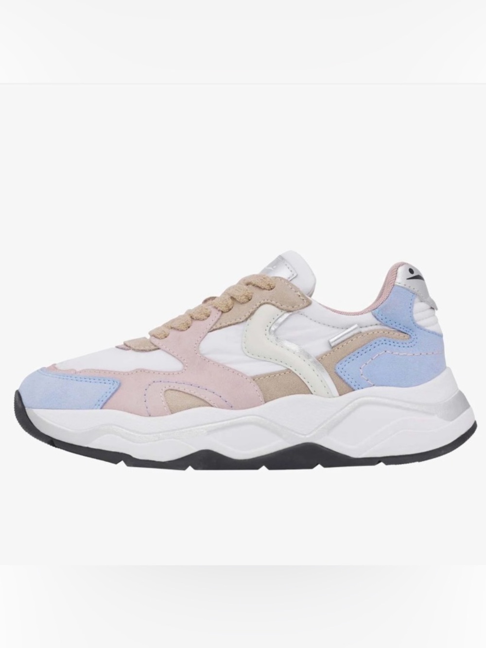 NWT VOILE BLANCHE CLUB119 Nylon and Suede Sneaker in Sky Blue- Pink- White - Picture 1 of 16